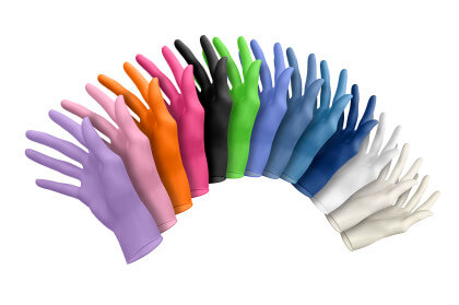 kolorowe rękawiczki lateksowe